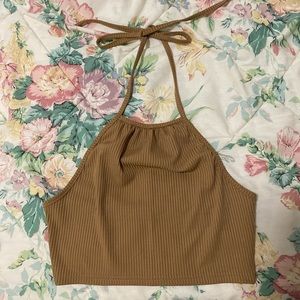 Rib-Knit Solid Halter Top - Size M